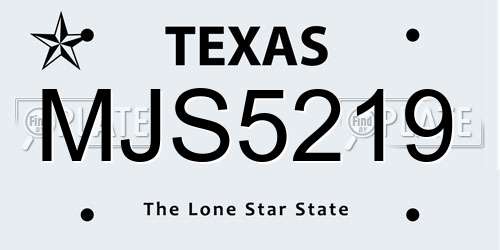 MJS5219 Texas License Plate