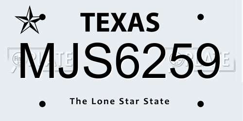 MJS6259 Texas License Plate