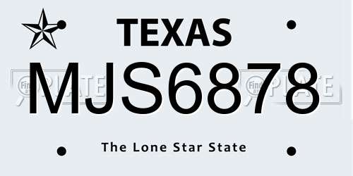 MJS6878 Texas License Plate