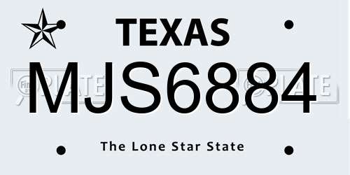 MJS6884 Texas License Plate