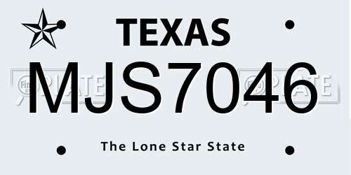 MJS7046 Texas License Plate