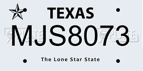 MJS8073 Texas License Plate