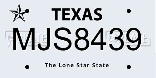 MJS8439 Texas License Plate