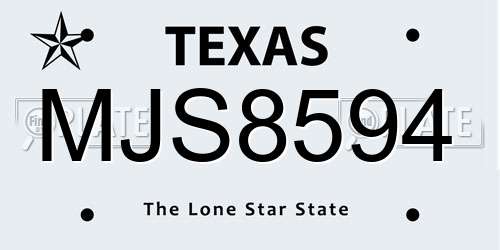 MJS8594 Texas License Plate