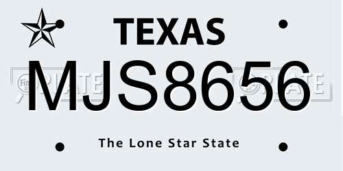 MJS8656 Texas License Plate
