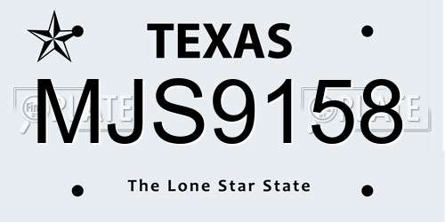 MJS9158 Texas License Plate