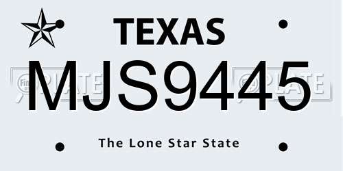 MJS9445 Texas License Plate