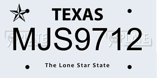 MJS9712 Texas License Plate