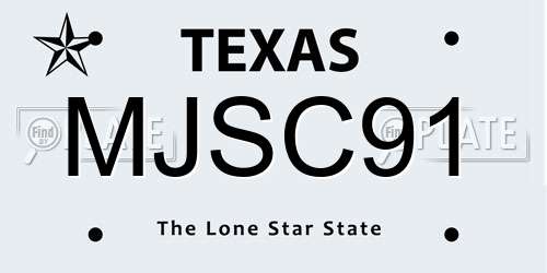 MJSC91 Texas License Plate