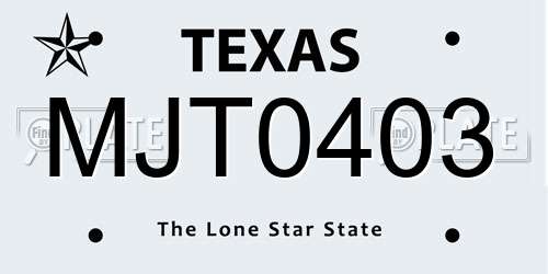 MJT0403 Texas License Plate
