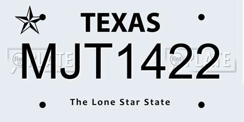 MJT1422 Texas License Plate