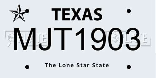 MJT1903 Texas License Plate