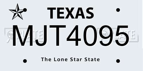 MJT4095 Texas License Plate