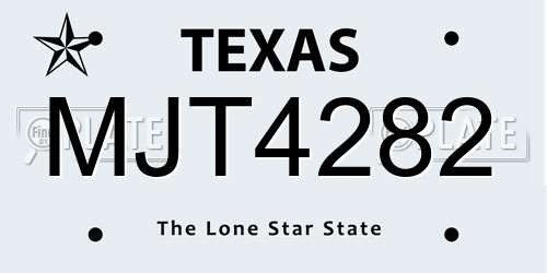 MJT4282 Texas License Plate