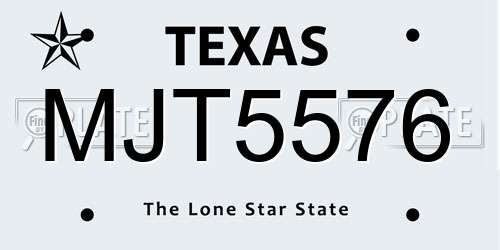 MJT5576 Texas License Plate