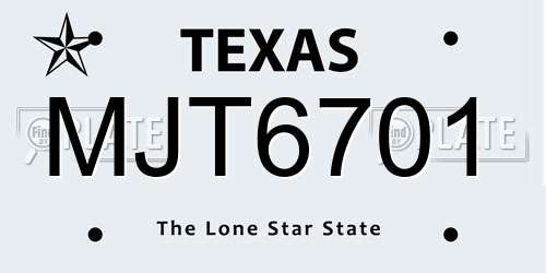 MJT6701 Texas License Plate