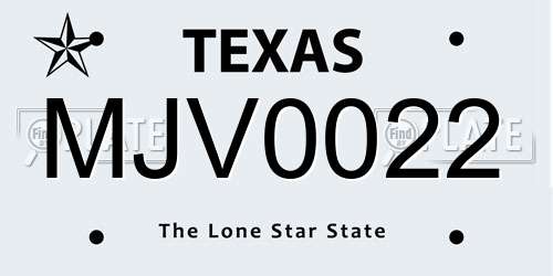 MJV0022 Texas License Plate