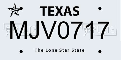 MJV0717 Texas License Plate