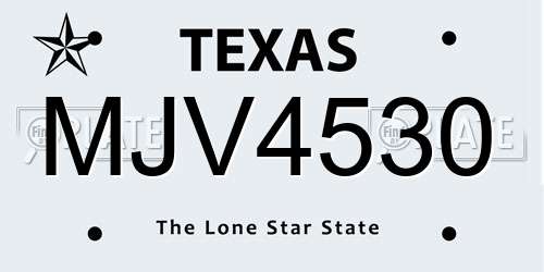 MJV4530 Texas License Plate
