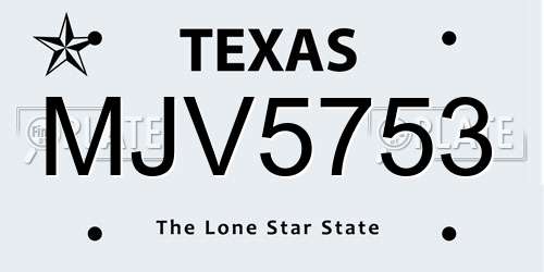 MJV5753 Texas License Plate