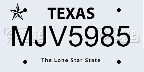 MJV5985 Texas License Plate