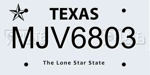 MJV6803 Texas License Plate