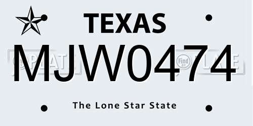 MJW0474 Texas License Plate