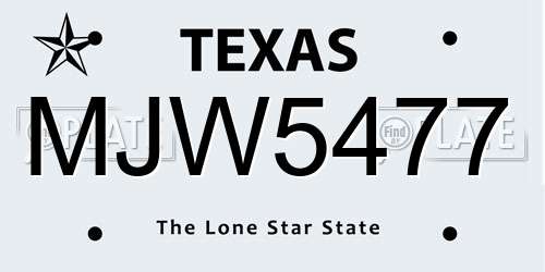 MJW5477 Texas License Plate