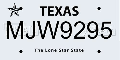 MJW9295 Texas License Plate