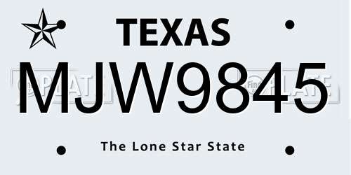MJW9845 Texas License Plate