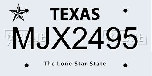 MJX2495 Texas License Plate