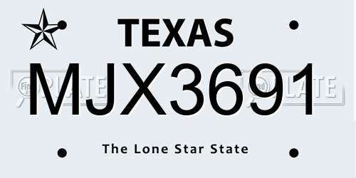 MJX3691 Texas License Plate