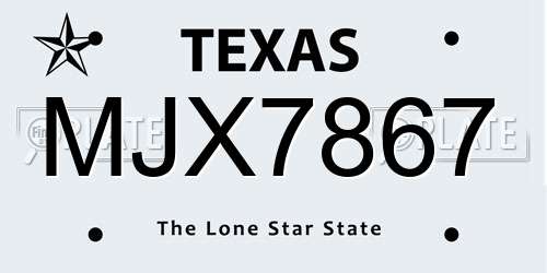 MJX7867 Texas License Plate