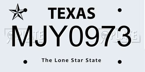 MJY0973 Texas License Plate