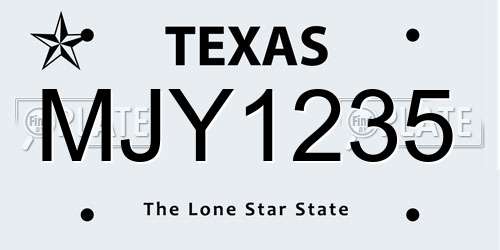 MJY1235 Texas License Plate