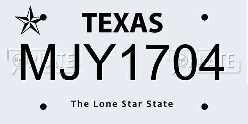 MJY1704 Texas License Plate