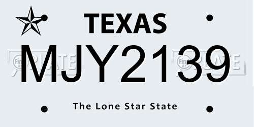 MJY2139 Texas License Plate
