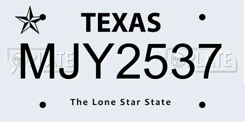 MJY2537 Texas License Plate