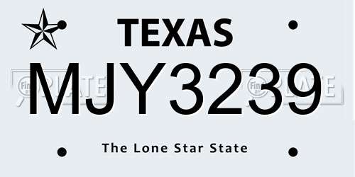 MJY3239 Texas License Plate