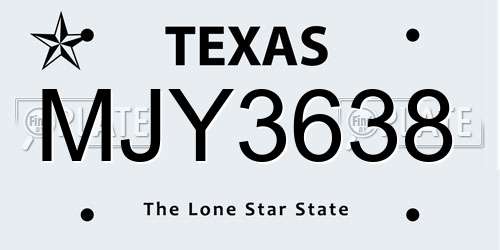 MJY3638 Texas License Plate