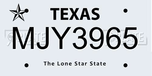 MJY3965 Texas License Plate