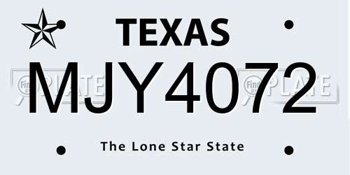 MJY4072 Texas License Plate