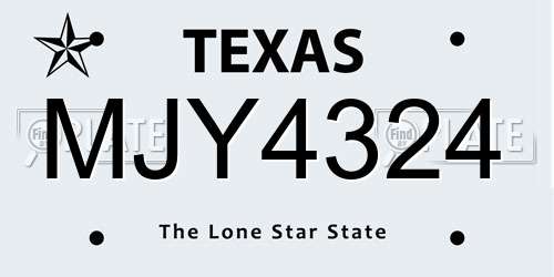 MJY4324 Texas License Plate