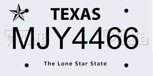 MJY4466 Texas License Plate