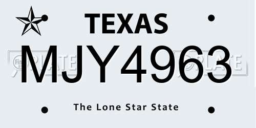 MJY4963 Texas License Plate