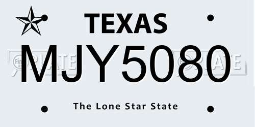 MJY5080 Texas License Plate