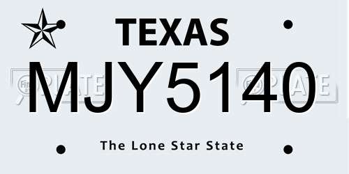 MJY5140 Texas License Plate