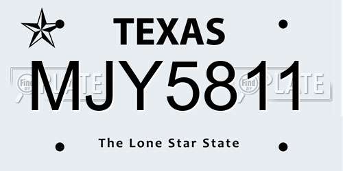MJY5811 Texas License Plate