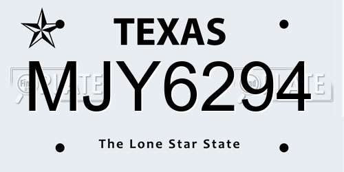 MJY6294 Texas License Plate