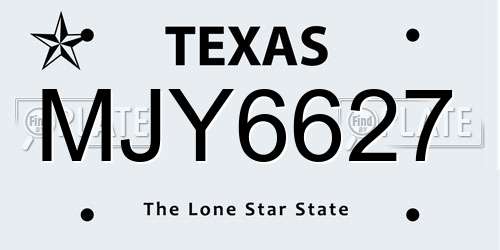 MJY6627 Texas License Plate